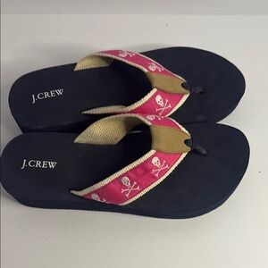 J. Crew Pink and Tan Skull Sandals